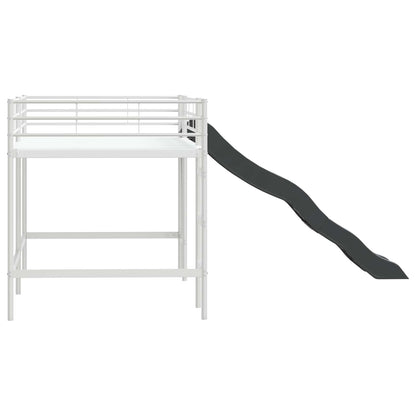 Kids'Loft Bed Frame with Slide White and Anthracite