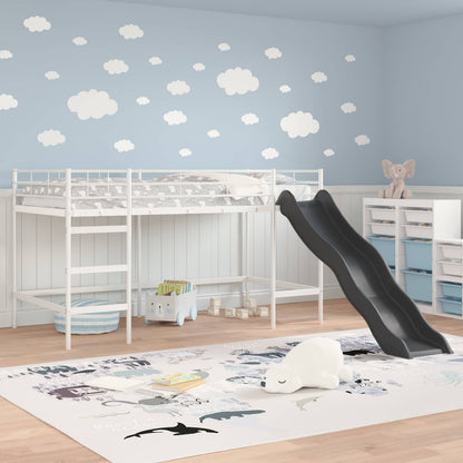 Kids'Loft Bed Frame with Slide White and Anthracite