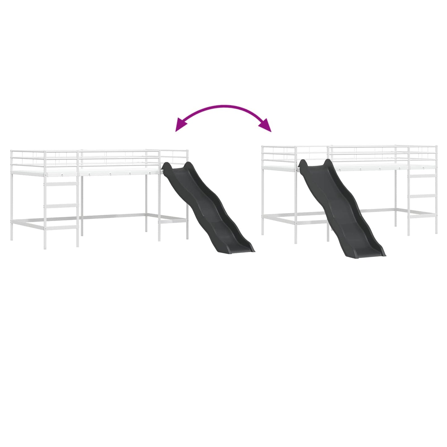 Kids'Loft Bed Frame with Slide White and Anthracite