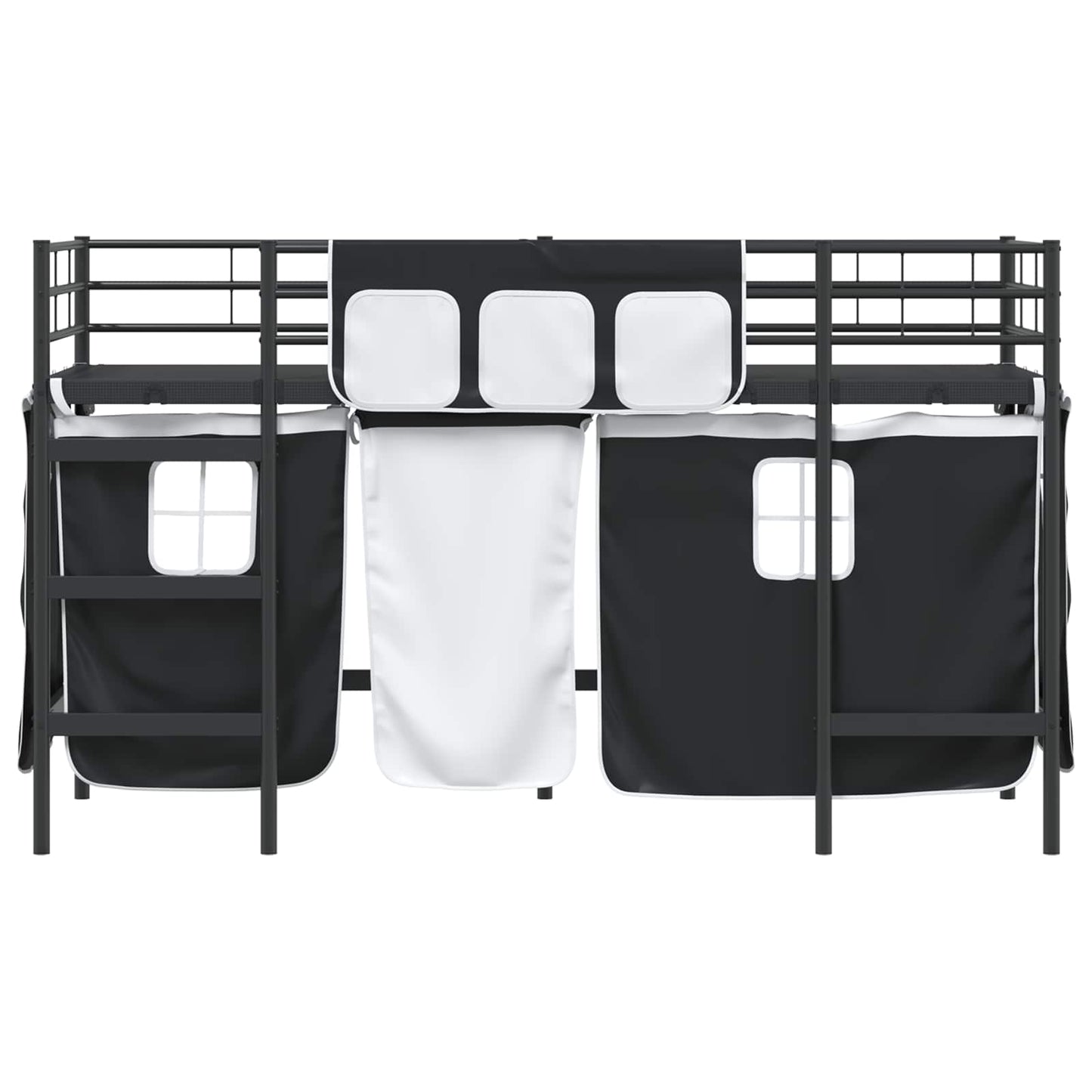 Kids'Loft Bed Frame with Curtains Black 75 x 190 cm