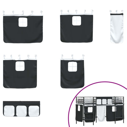 Kids'Loft Bed Frame with Curtains Black 75 x 190 cm