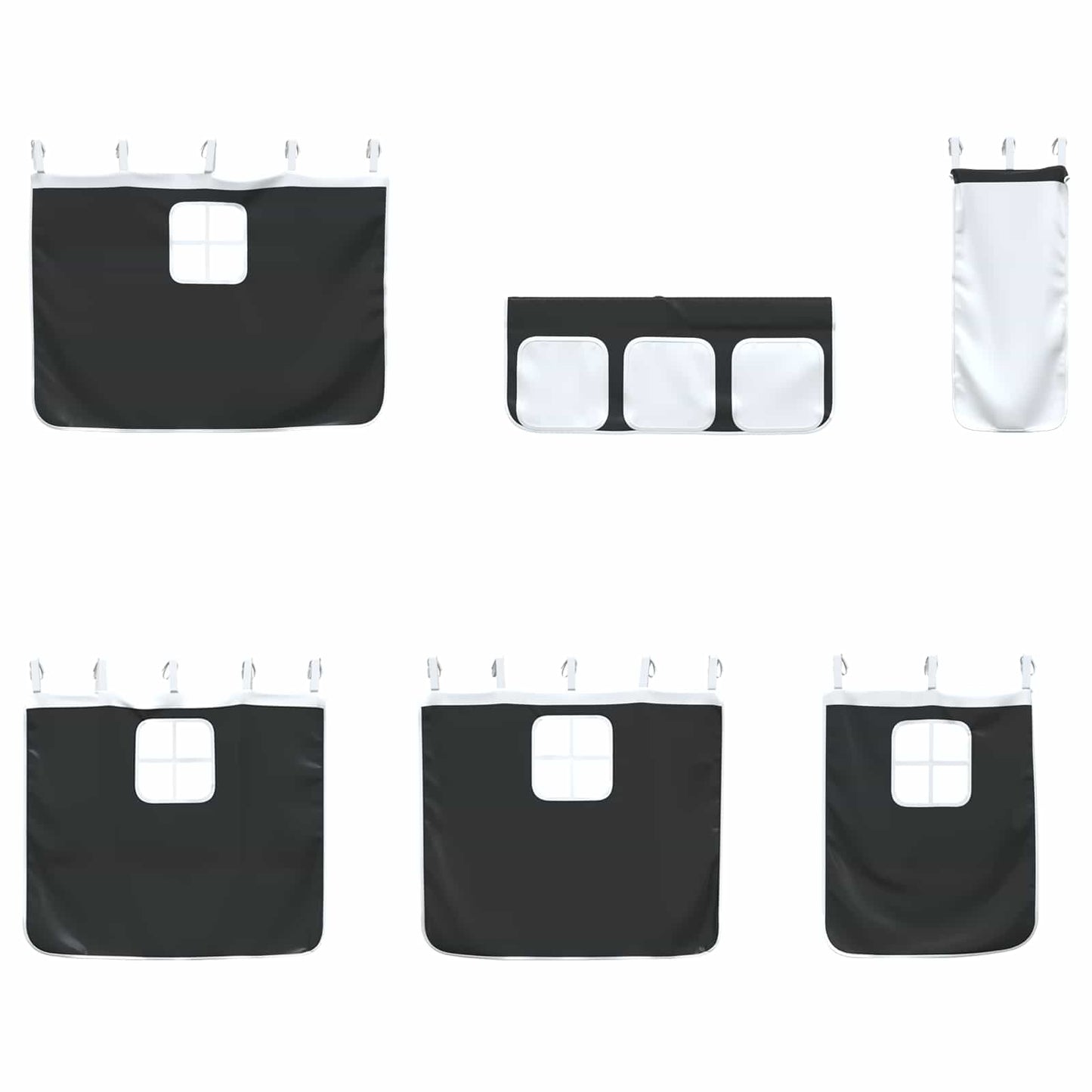 Kids'Loft Bed Frame with Curtains Black 75 x 190 cm