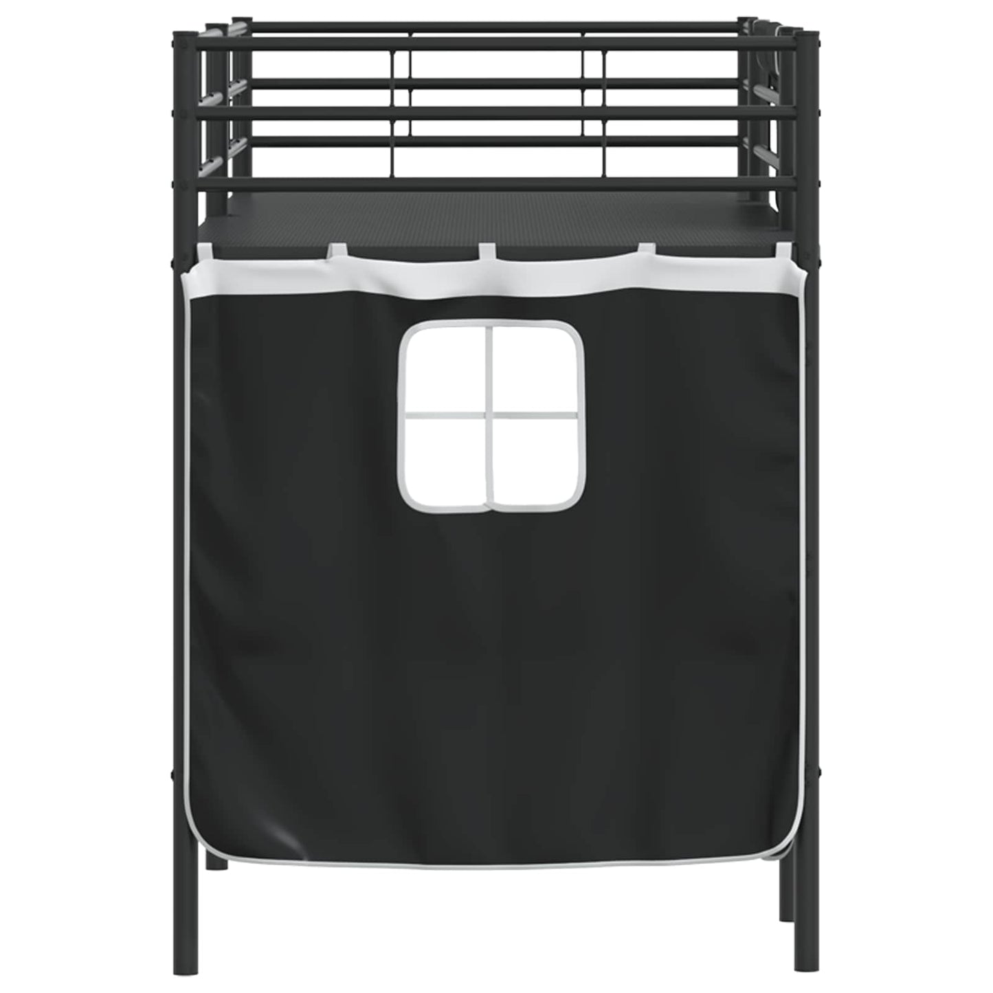 Kids'Loft Bed Frame with Curtains Black 75 x 190 cm