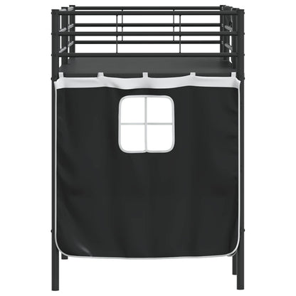 Kids'Loft Bed Frame with Curtains Black 75 x 190 cm