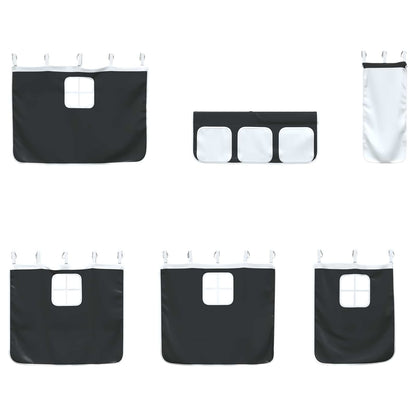 Kids'Loft Bed Frame with Curtains Black 80 x 200 cm