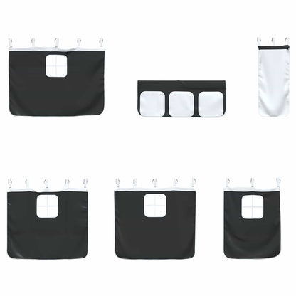 Kids'Loft Bed Frame with Curtains Black 90 x 190 cm