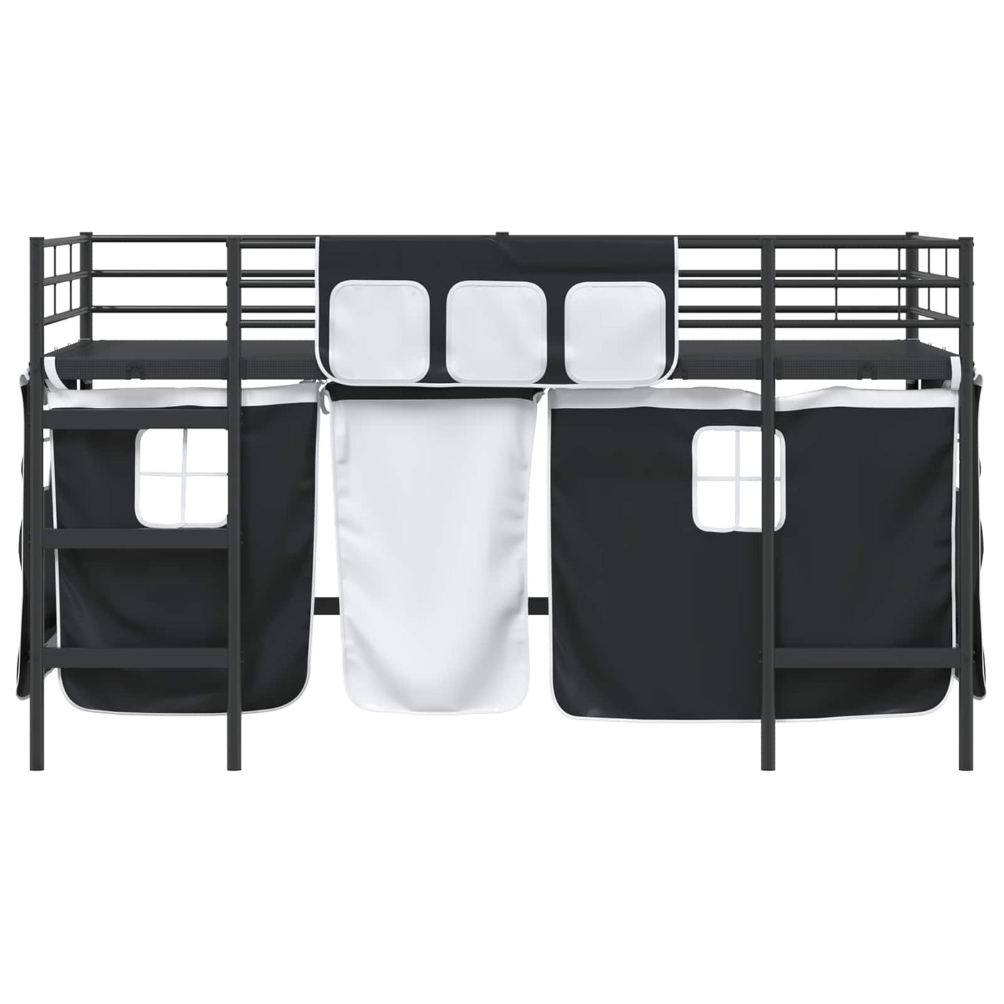 Kids'Loft Bed Frame with Curtains Black 100 x 200 cm