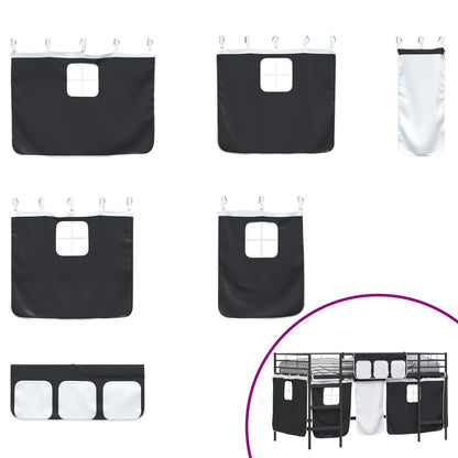 Kids'Loft Bed Frame with Curtains Black 100 x 200 cm