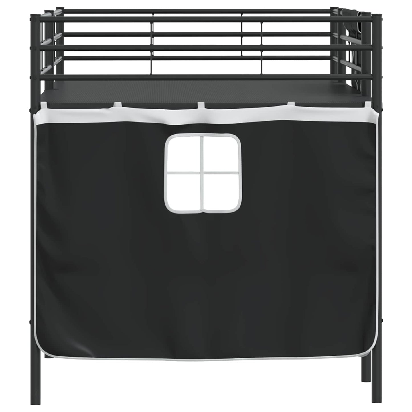 Kids'Loft Bed Frame with Curtains Black 100 x 200 cm