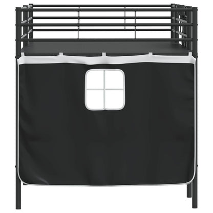 Kids'Loft Bed Frame with Curtains Black 100 x 200 cm