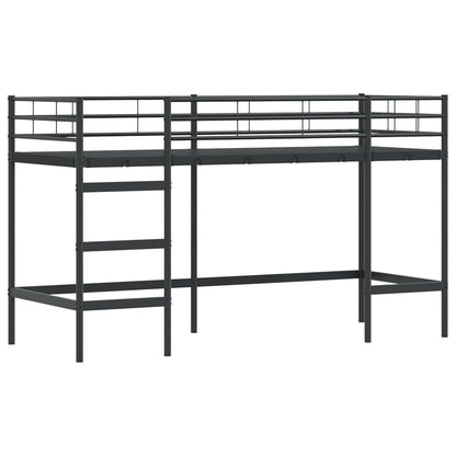 Kids'Loft Bed Frame with Curtains Black and Blue 75 x 190 cm