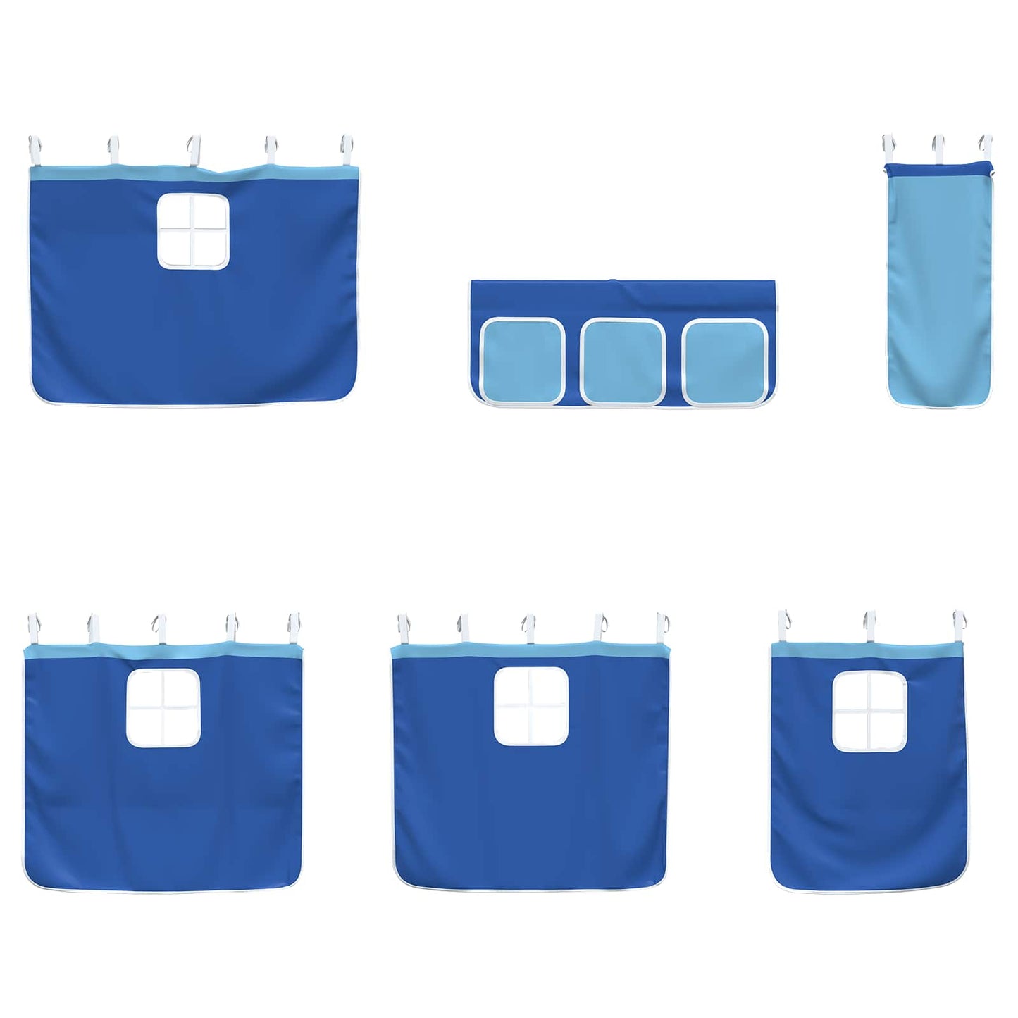 Kids'Loft Bed Frame with Curtains Black and Blue 75 x 190 cm