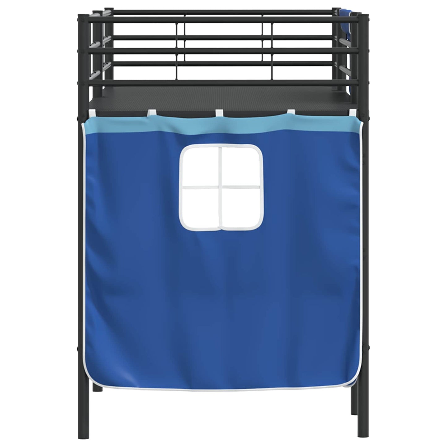 Kids'Loft Bed Frame with Curtains Black and Blue 75 x 190 cm