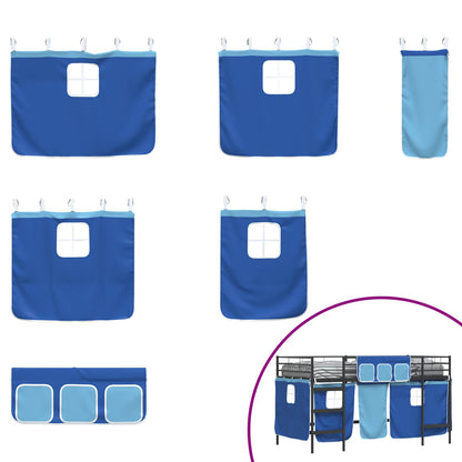 Kids'Loft Bed Frame with Curtains Black and Blue 100 x 200 cm
