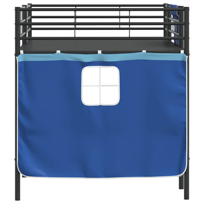 Kids'Loft Bed Frame with Curtains Black and Blue 100 x 200 cm