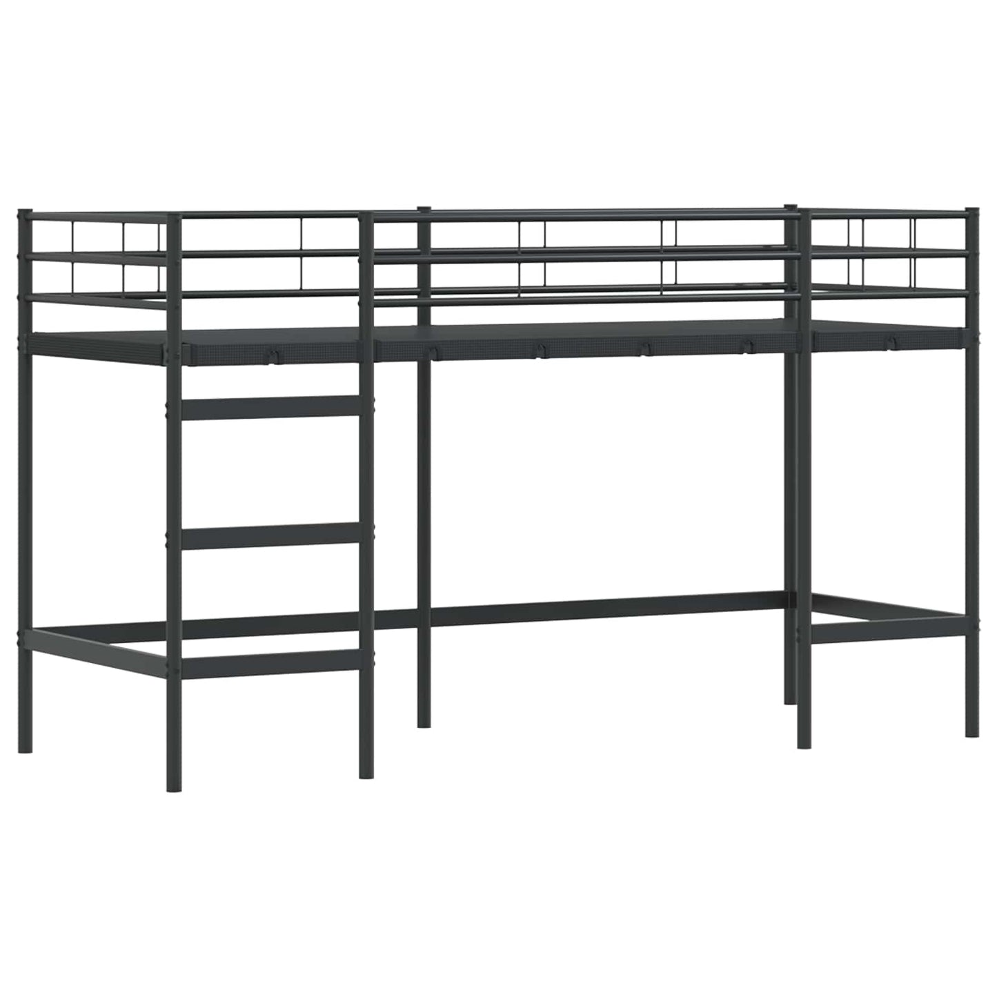 Kids'Loft Bed Frame with Curtains Black and Pink 100 x 190 cm