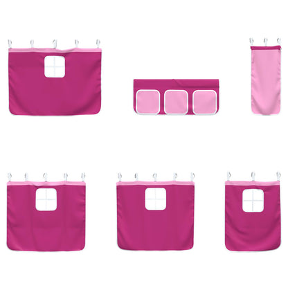 Kids'Loft Bed Frame with Curtains Black and Pink 100 x 190 cm
