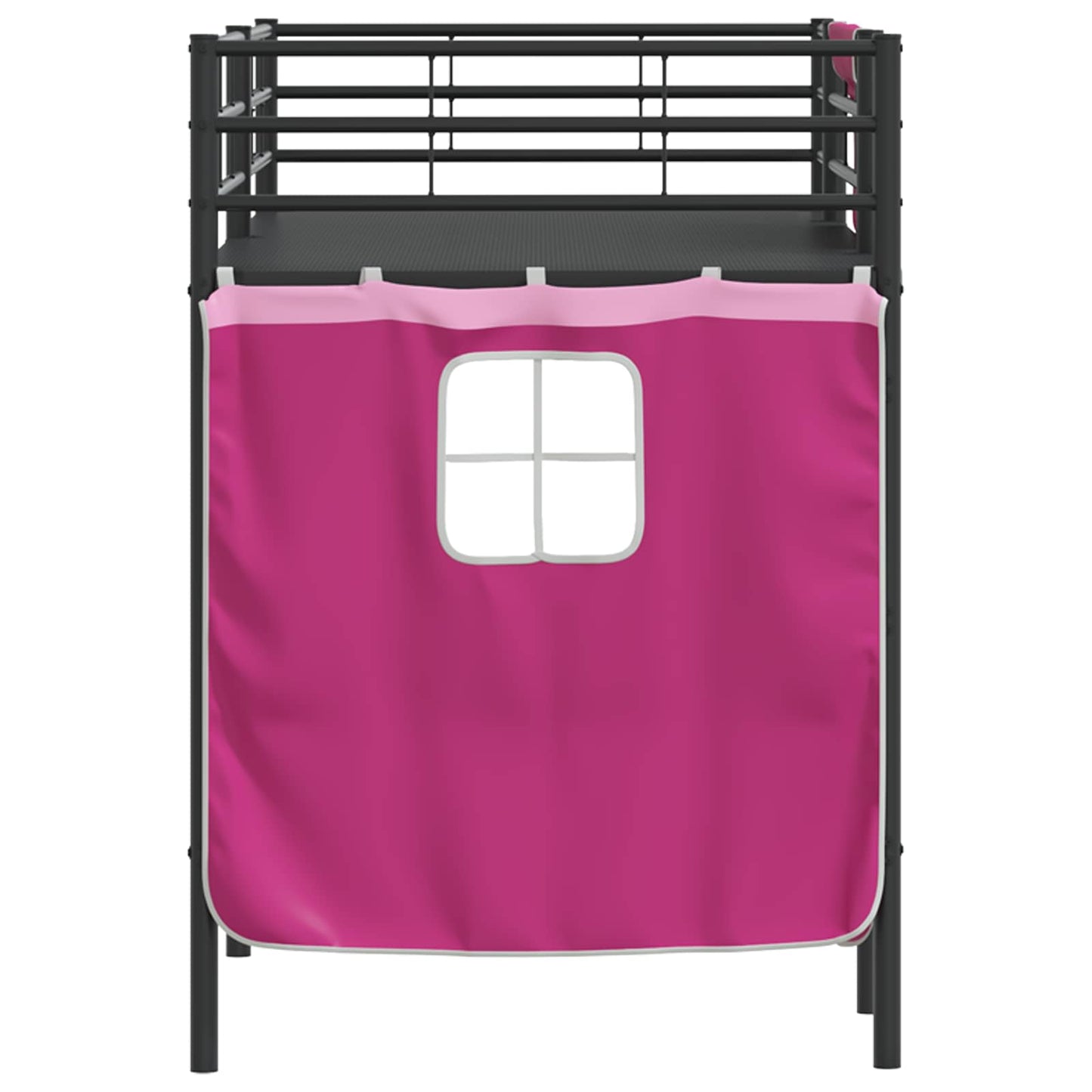 Kids'Loft Bed Frame with Curtains Black and Pink 100 x 190 cm