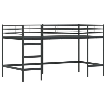 Kids'Loft Bed Frame with Curtains Black and Pink 100 x 200 cm