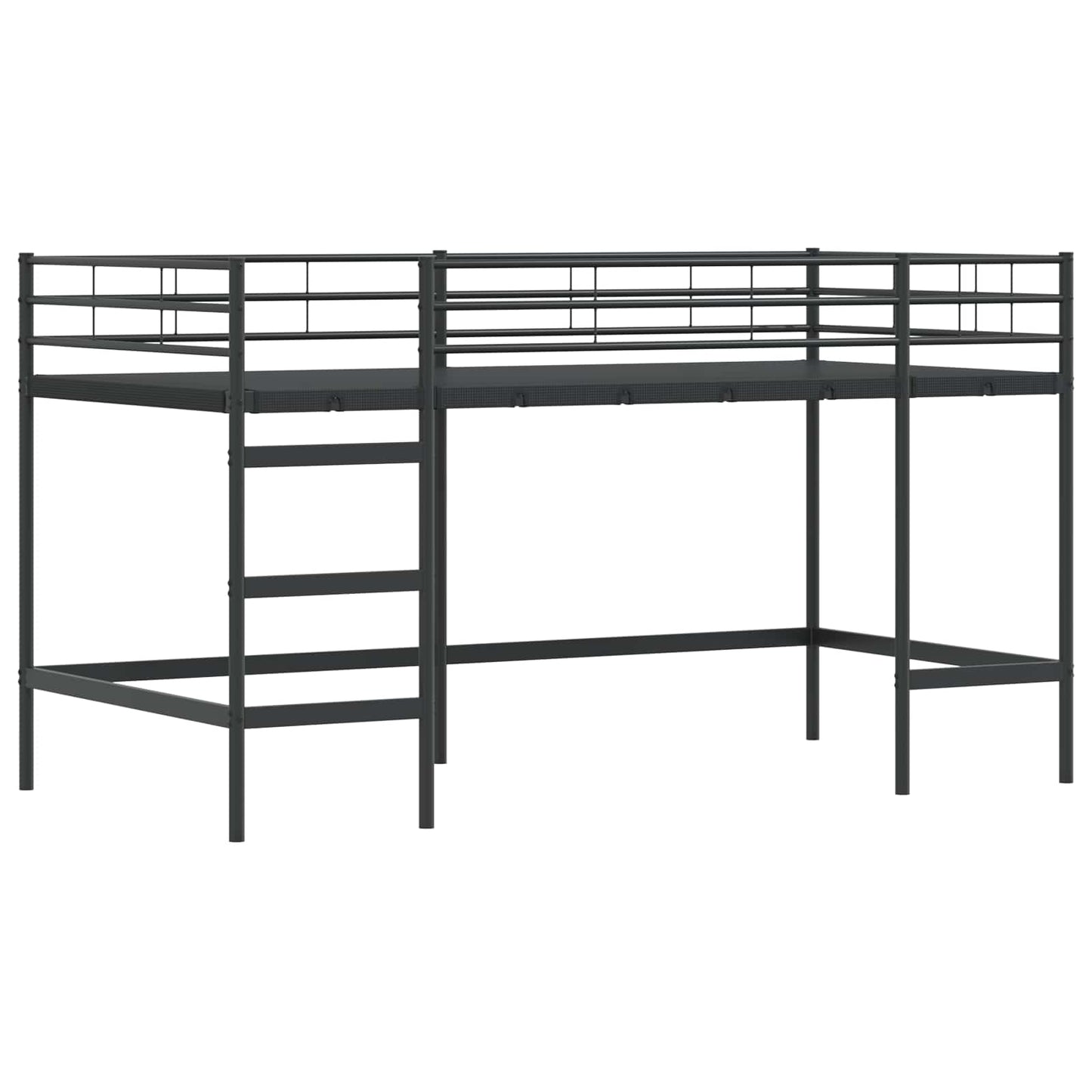 Kids'Loft Bed Frame with Curtains Black and Pink 107 x 200 cm