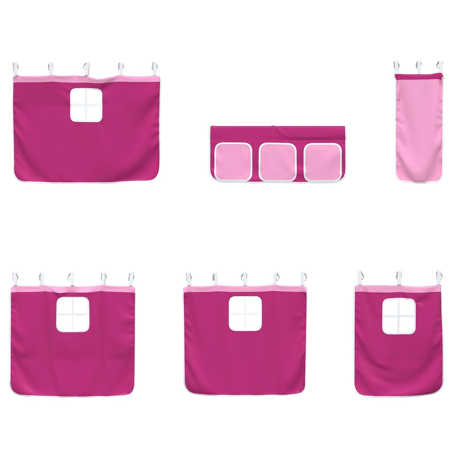 Kids'Loft Bed Frame with Curtains Black and Pink 107 x 200 cm