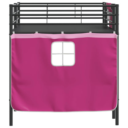 Kids'Loft Bed Frame with Curtains Black and Pink 107 x 200 cm