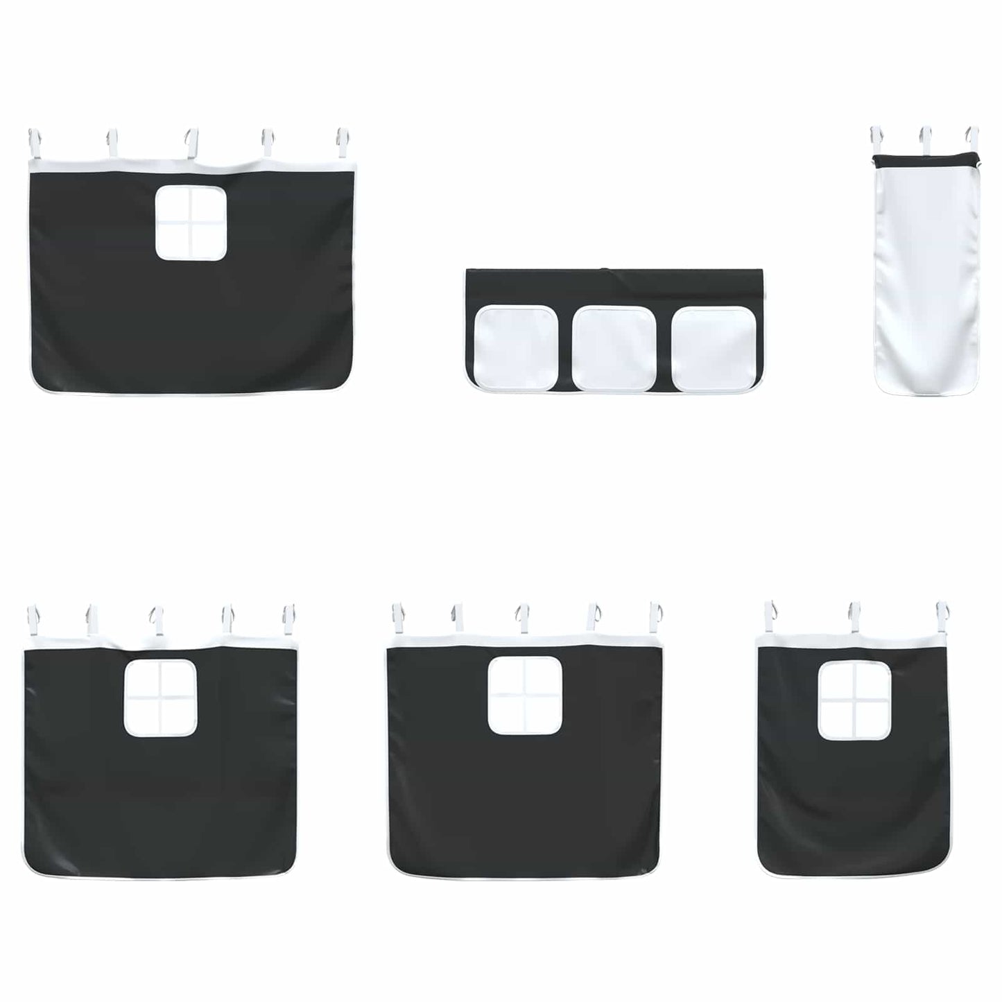 Kids'Loft Bed Frame with Curtains White and Black 75 x 190 cm