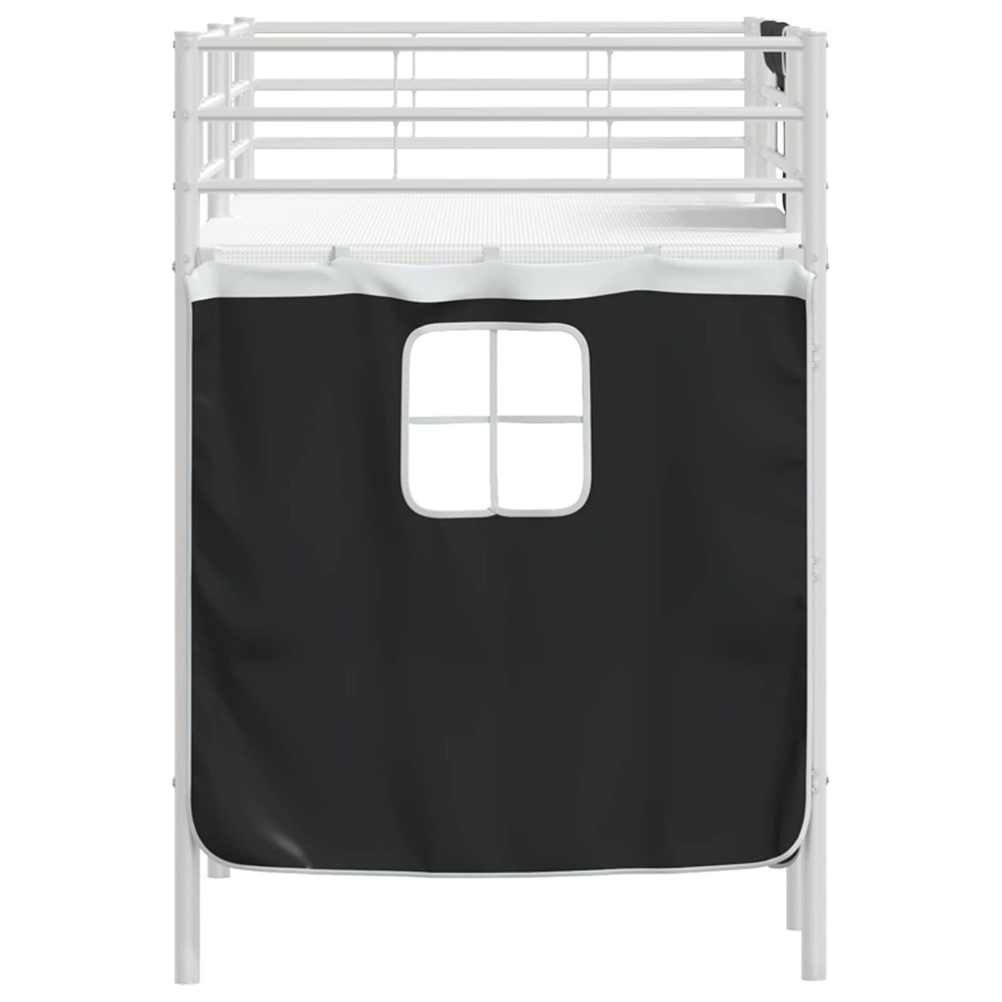 Kids'Loft Bed Frame with Curtains White and Black 75 x 190 cm