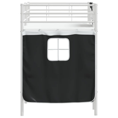 Kids'Loft Bed Frame with Curtains White and Black 75 x 190 cm
