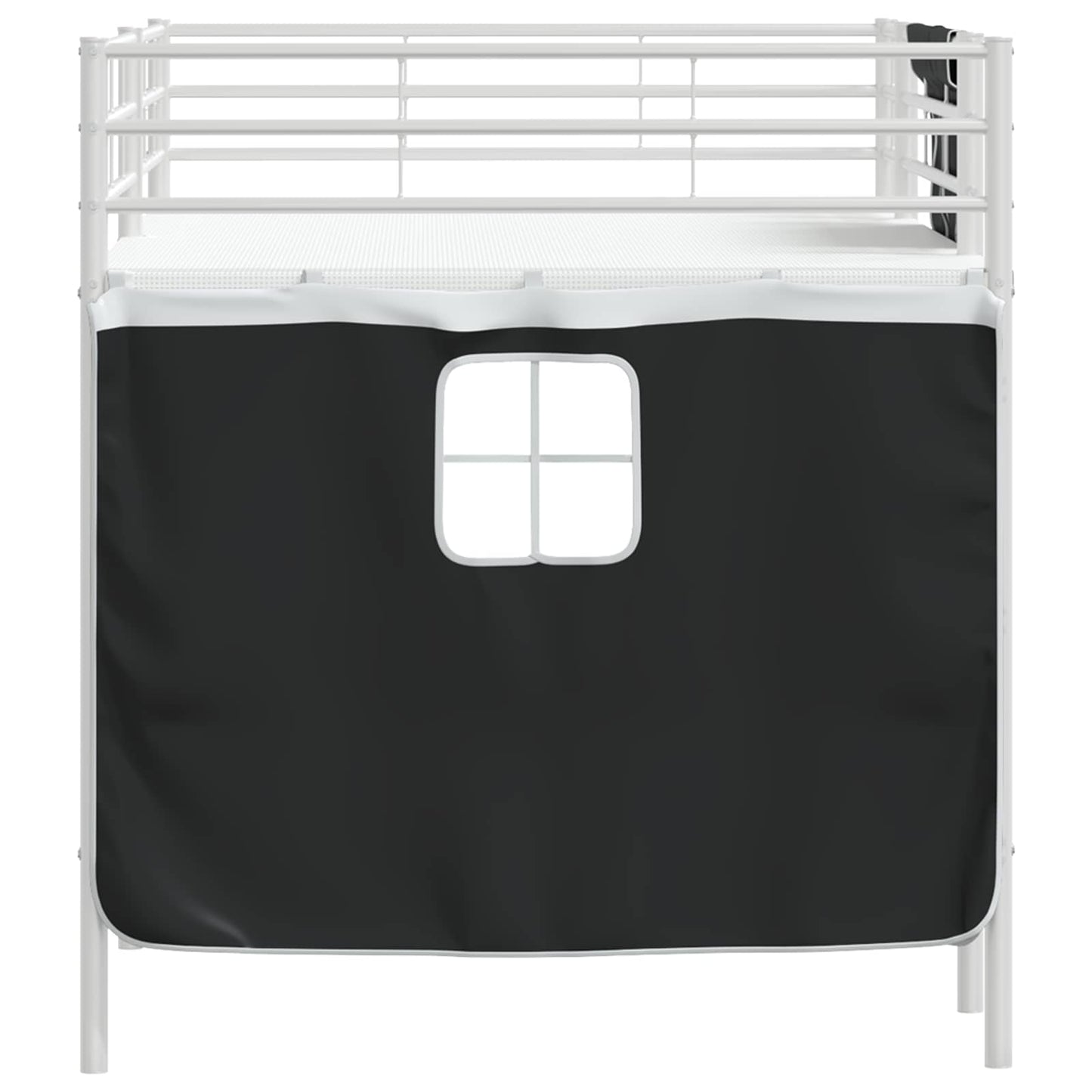 Kids'Loft Bed Frame with Curtains White and Black 80 x 200 cm