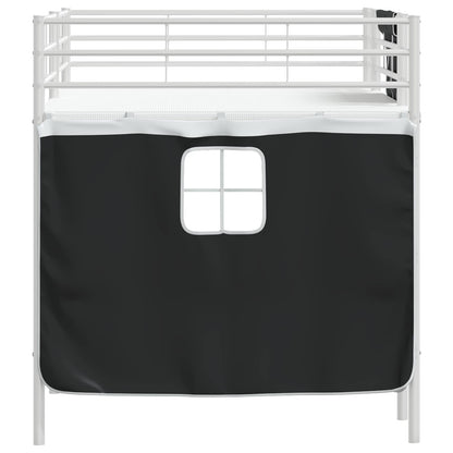 Kids'Loft Bed Frame with Curtains White and Black 90 x 200 cm