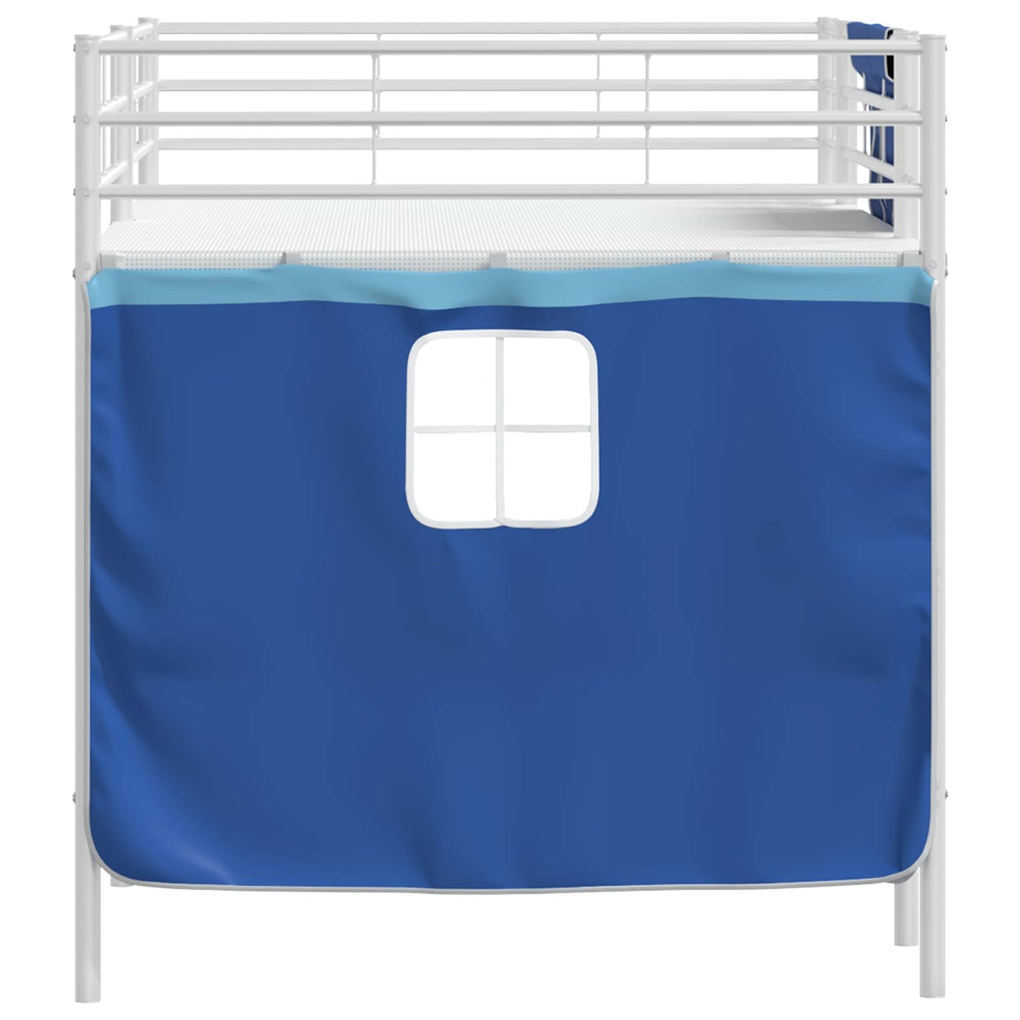 Kids'Loft Bed Frame with Curtains White and Blue 80 x 200 cm
