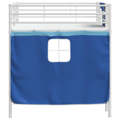 Kids'Loft Bed Frame with Curtains White and Blue 90 x 200 cm