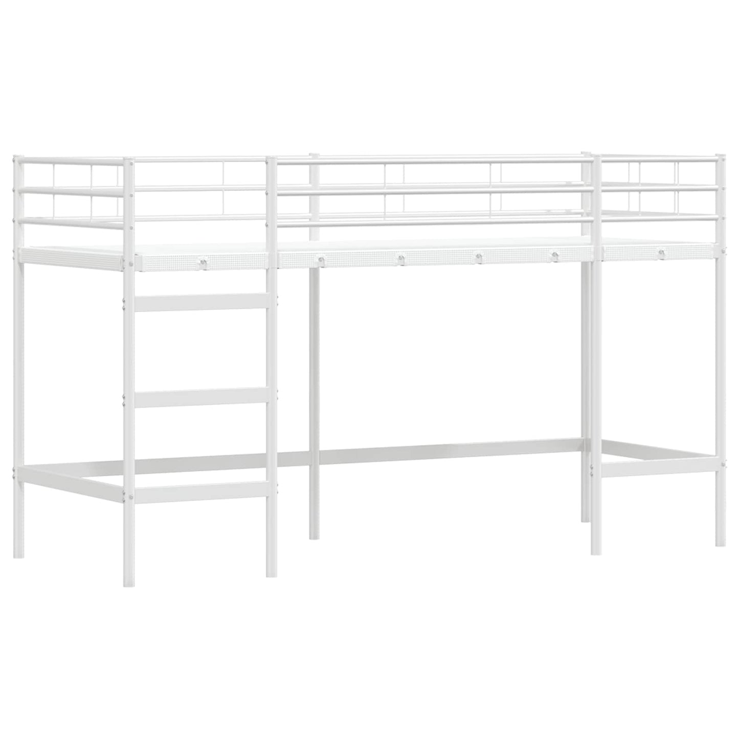 Kids'Loft Bed Frame with Curtains White and Pink 100 x 190 cm