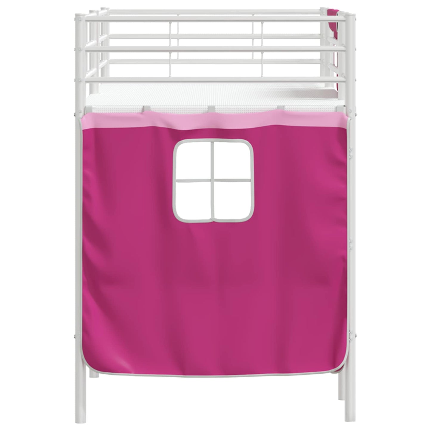 Kids'Loft Bed Frame with Curtains White and Pink 100 x 190 cm