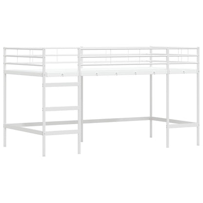 Kids'Loft Bed Frame with Curtains White and Pink 107 x 200 cm