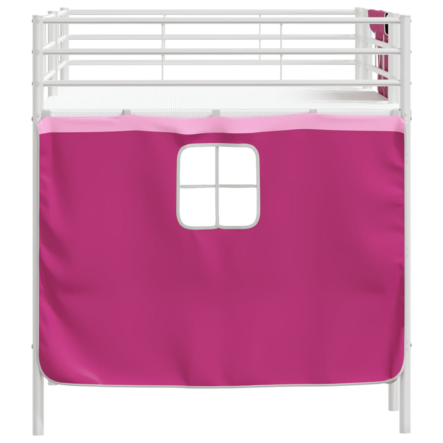Kids'Loft Bed Frame with Curtains White and Pink 107 x 200 cm