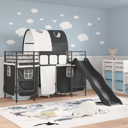 Kids'Loft Bed Frame Black 74.5 x 190 cm Metal