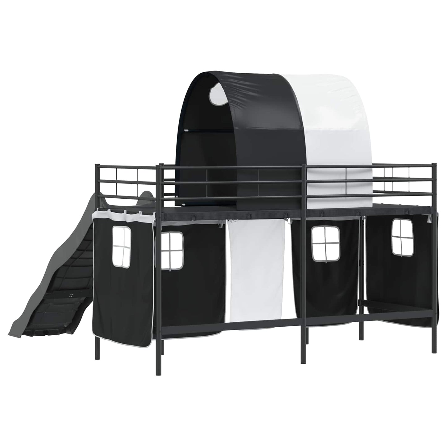 Kids'Loft Bed Frame Black 74.5 x 190 cm Metal