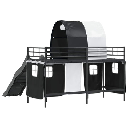 Kids'Loft Bed Frame Black 74.5 x 190 cm Metal