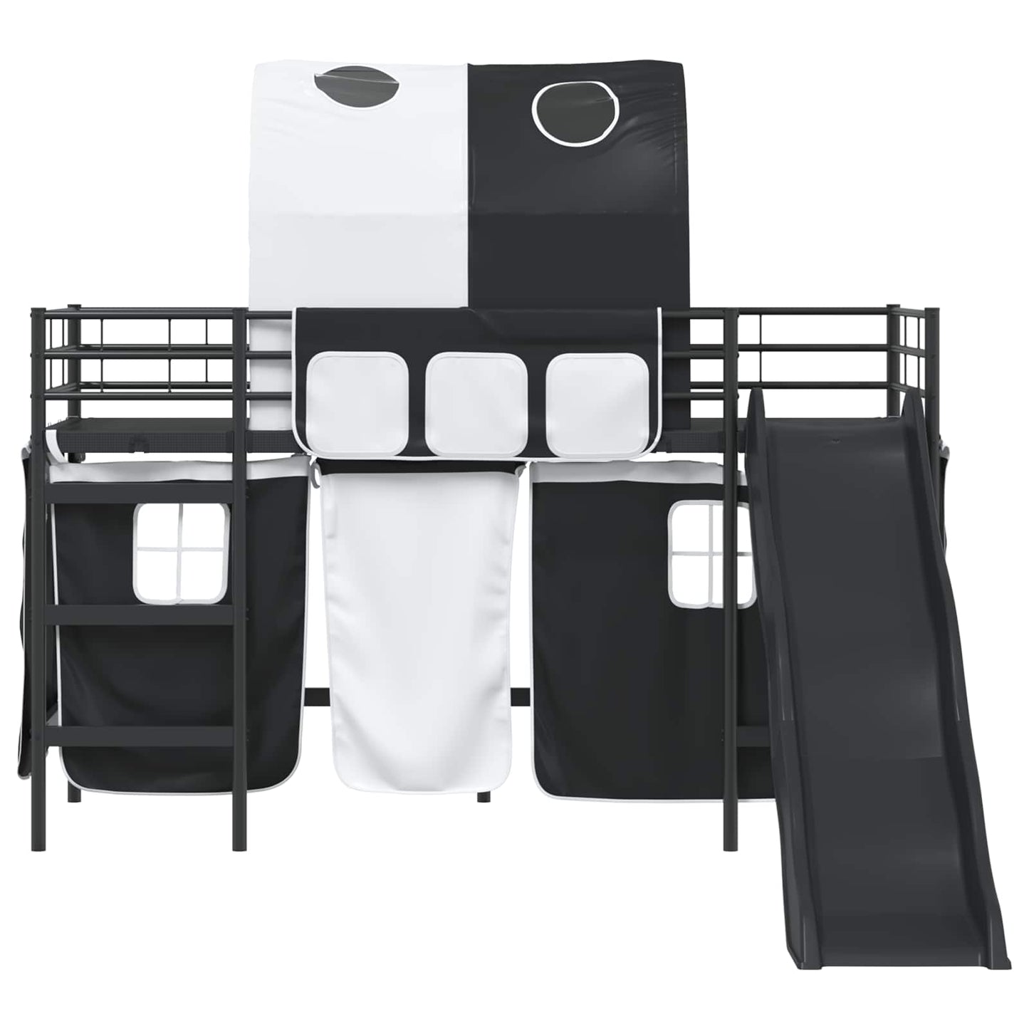 Kids'Loft Bed Frame Black 74.5 x 190 cm Metal
