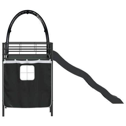 Kids'Loft Bed Frame Black 74.5 x 190 cm Metal