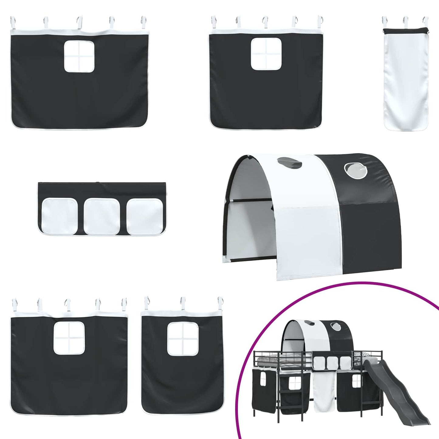 Kids'Loft Bed Frame Black 90 x 200 cm Metal