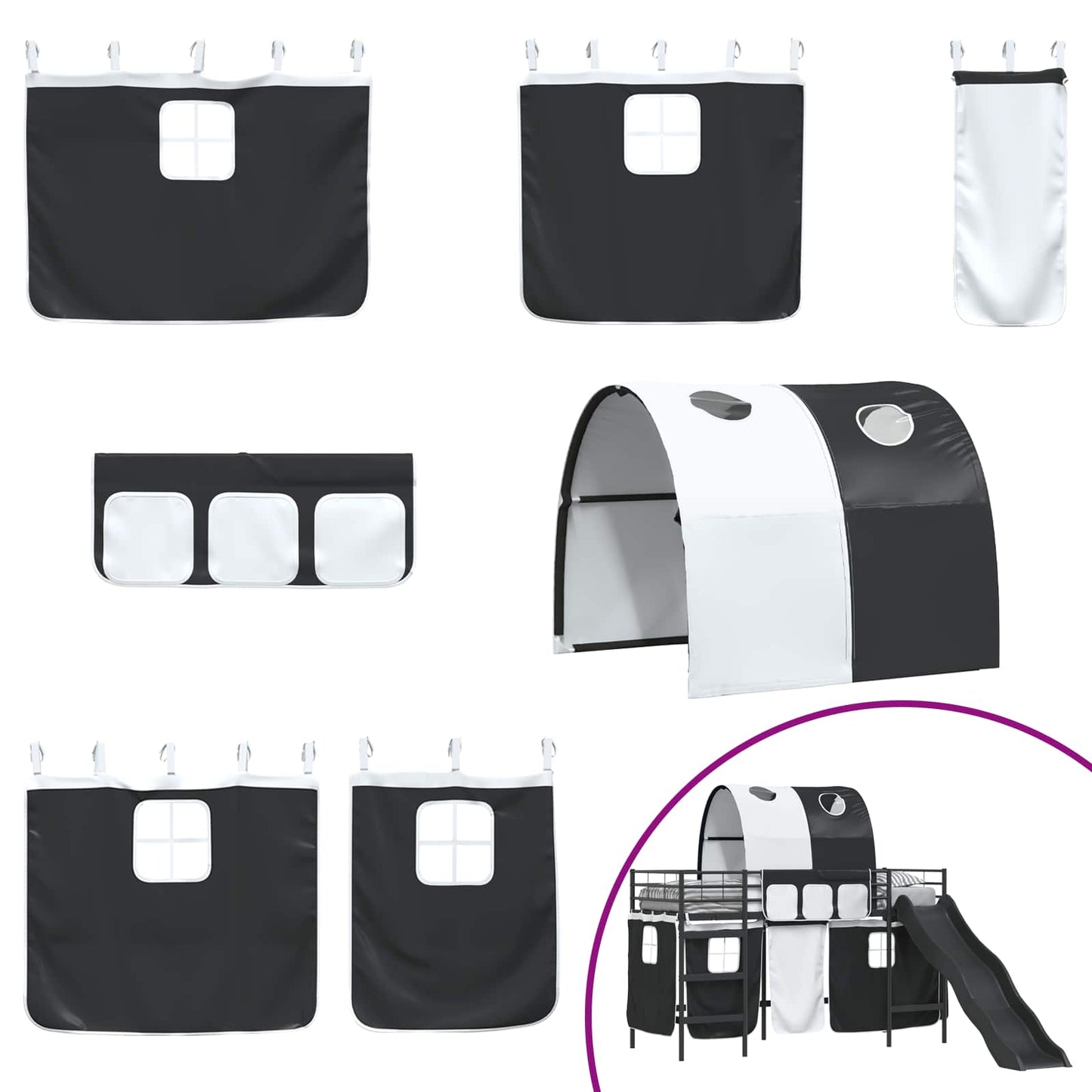 Kids'Loft Bed Frame Black 99.5 x 190 cm Metal