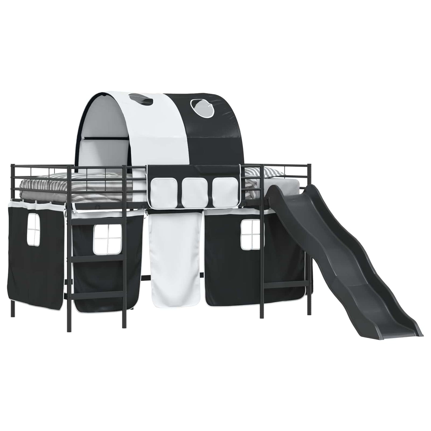 Kids'Loft Bed Frame Black 107 x 200 cm Metal