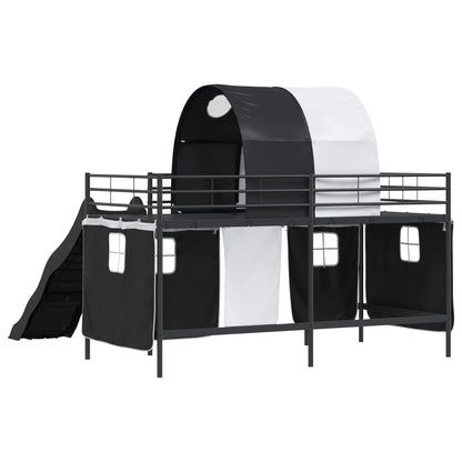 Kids'Loft Bed Frame Black 107 x 200 cm Metal