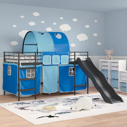 Kids'Loft Bed Frame Black and Blue 79.5 x 200 cm Metal