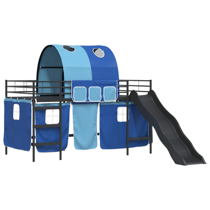 Kids'Loft Bed Frame Black and Blue 79.5 x 200 cm Metal