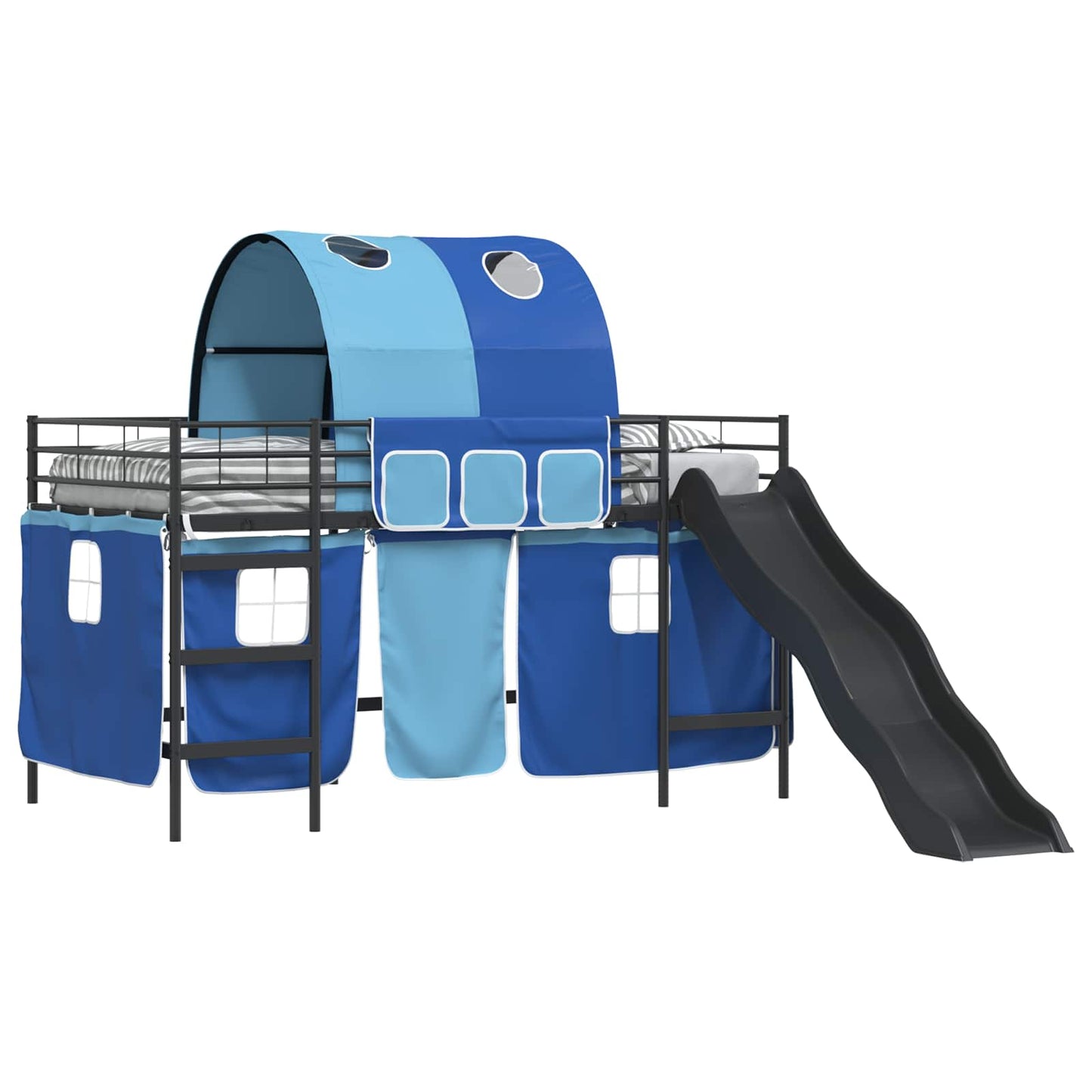 Kids'Loft Bed Frame Black and Blue 90 x 200 cm Metal