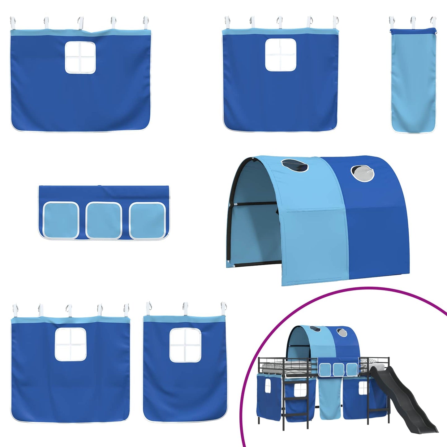 Kids'Loft Bed Frame Black and Blue 99.5 x 200 cm Metal